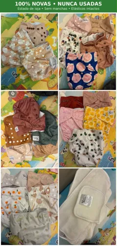 Kit 23 fraldas ecólogicas Nora?s Nursey + 32 absorventes NOVAS