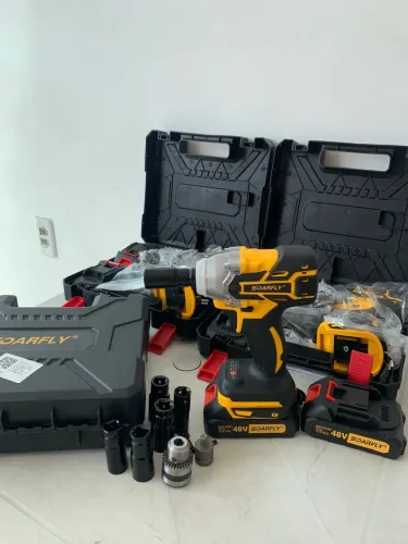 Chave de Impacto 3 em 1 800Nm 2 Baterias kit Completo