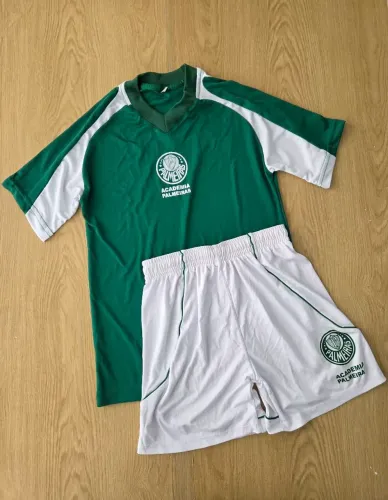 conjunto infantil palmeiras verde e branco novo 8 a 10 anos