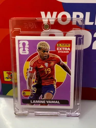 Figurinha lendária Lamine Yamal jogando da Espanha Copa do Mundo 2026 lilás