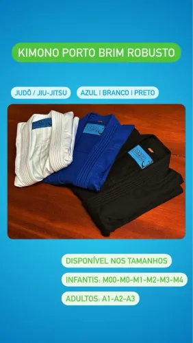 Kimono Porto Brim Robusto Judô (JUDOGUI) / Jiu-Jitsu - M00-M0-M1-M2-M3-M4-A1-A2-A3-A4