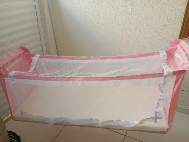 Rede berço rosa nova 