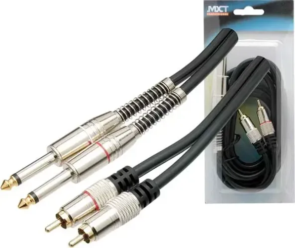 Cabo Plug 2RCA + 2 P10 Mono 5.5mm MXT Gold 24k 1.8m