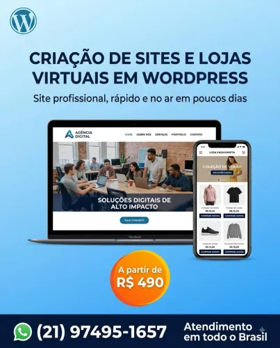 Criação de Sites e Lojas Virtuais em WordPress - A partir de R$490