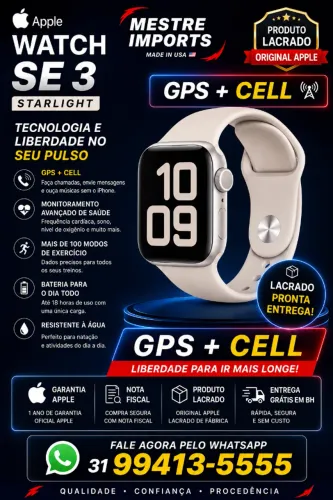 Apple Watch SE 3 GPS Cell Nota Fiscal Garantia Apple