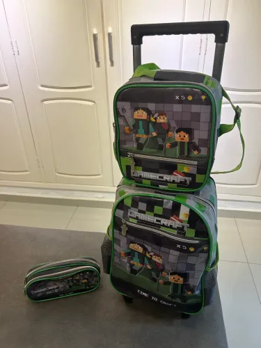 Mochila, lancheira e estojo Minecraft