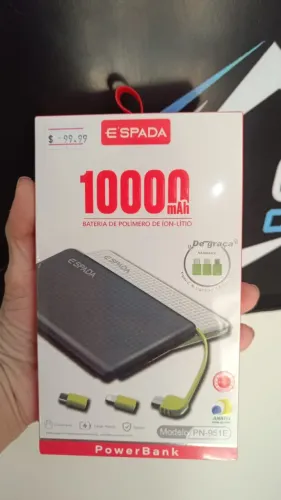 Carregador Portátil Slim 10000mAh Power bank Espada PN-951E -Loja Coimbra Computadores 