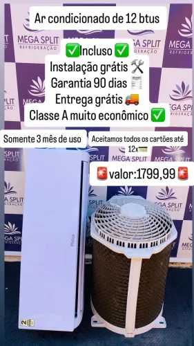 Ar condicionado de 12 , incluso instalação grátis/ entrega grátis garantia