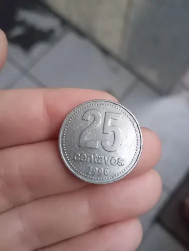 moeda de 25 centavos da Argentina, cunhada no ano de 1996.