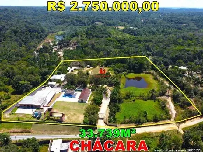 Chacara no Ramal do Brasileirinho  com 16 Qts Ventilados e Mobiliados  33.739m²