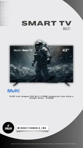 Multi Roku TV 43" Smart DLED com imagem FHD Wi-fi 3 HDMI compatível com Alexa - TL056M
