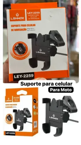Suporte Celular Moto com Carregador USB 360° Universal Metal