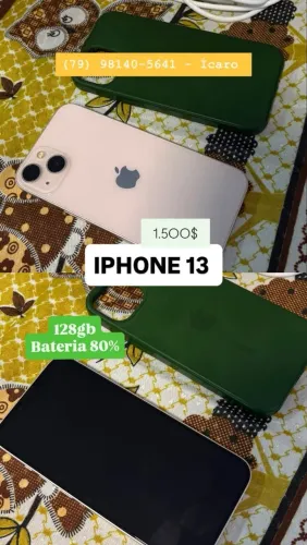 IPHONE 13 - 128GB - 80% BATERIA- R$1.500,00