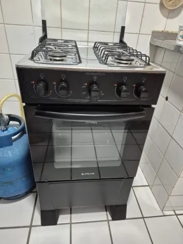 Fogão 4 Bocas Atlas Mônaco Plus Preto com Mesa Inox - Bivolt