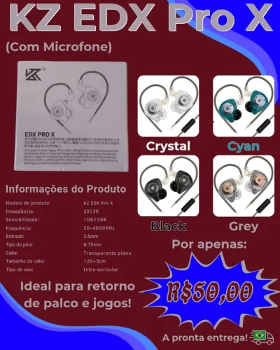 Fones KZ EDX Pro X com microfone LACRADOS