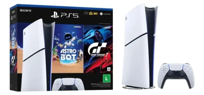 PlayStation 5, 825GB, 1 Controle + 2 Jogos Digitais - Lacrado