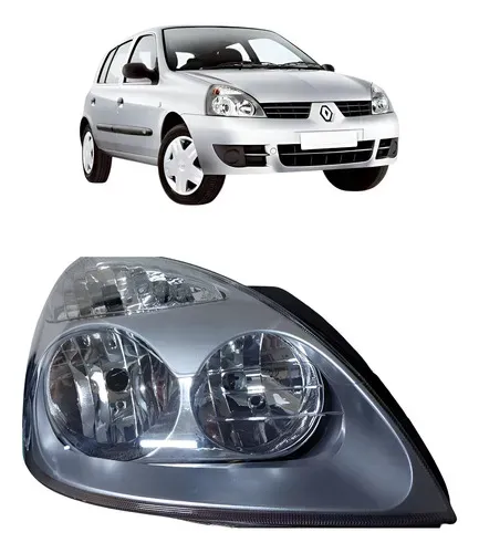 Farol Direito Clio Foco Duplo Máscara Cinza 2003 A 2012 Direito/passageiro