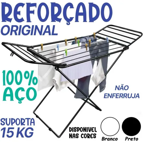 Varal de Chão com Abas Reforçado Aço Dobrável