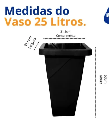 Vaso plástico 25L novo