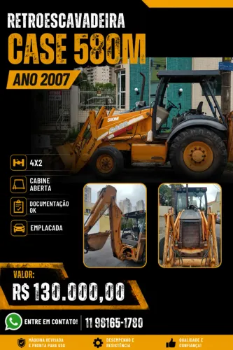 Retroescavadeira CASE 580M 2007 4x2 Emplacada Revisada