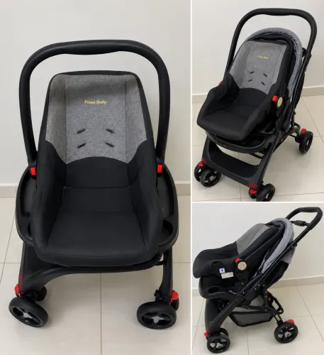 Carrinho de bebê e bebê conforto