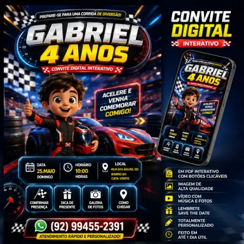 Convite de Aniversário (pronto em até 1h)