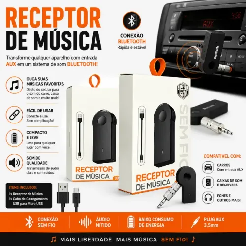 Receptor Bluetooth P2 Auxiliar - Permite transmitir áudio via Bluetooth