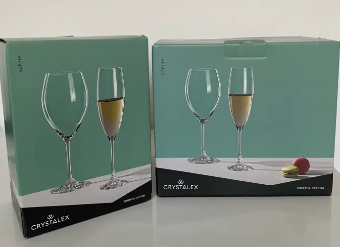 Jogos de Taças de Cristal - Vinho e Champanhe - R$ 160