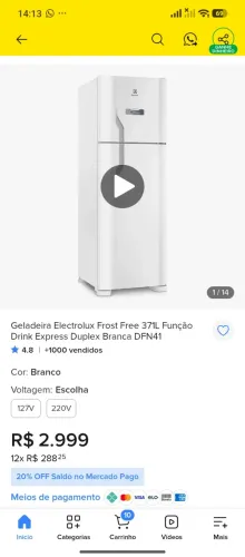 Geladeira Eletrolux semi nova parcela no cartão