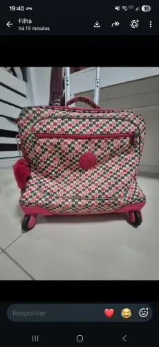 Mochila Kipling Zea/New original, estampada com rodinhas