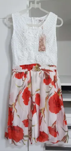 URGENTE - Vestido (Novo) estampado com branco - Lily Modas 
