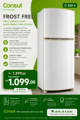 Geladeira Frost Free Consul 220V