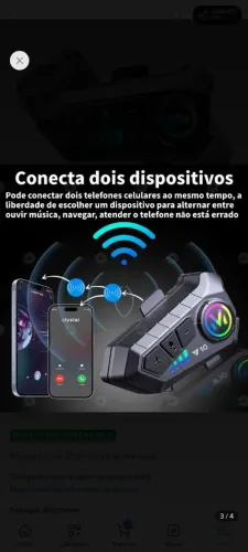 Fone ouvido bluetooth capacete