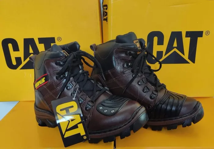 BOTA COTURNO CATERPILLAR MOTOCICLISTA MARROM