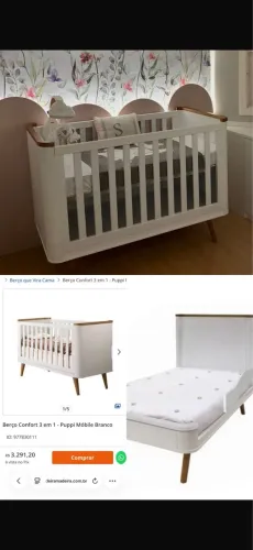 Berço que vira mini Cama Puppi Mobile