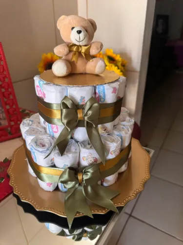 Bolo de fralda personalizado ursinho
