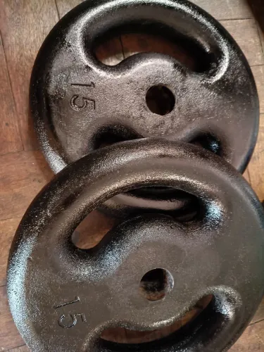 Anilha par 15kg ferro academia treino musculação 