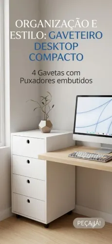 Gaveteiro Organizador Branco - 4 Gavetas com Rodízios