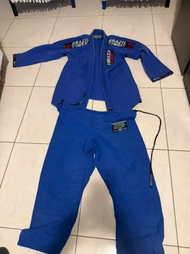 Kimono Jiu-Jitsu - Gandola A2 + Calça A1 - Trançado - Azul