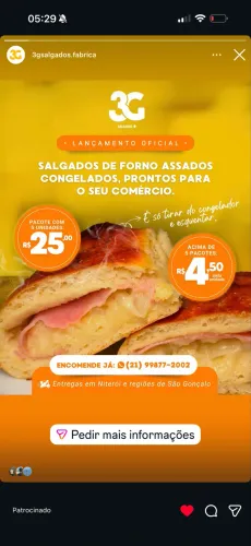 Salgados direto de fábrica para comércios 