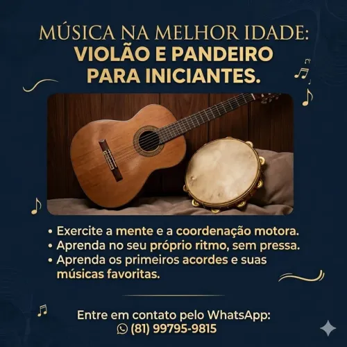 Aula de violão e pandeiro iniciante em Recife 