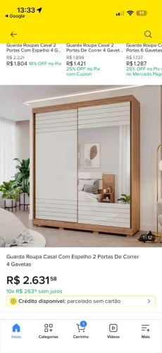 Guarda Roupa Casal com espelho