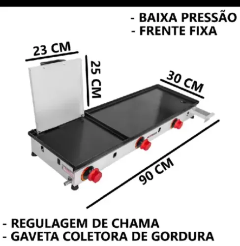 Chapa lanche gás 90 cm sem uso no centro de São Gonçalo