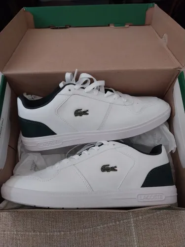 Tenis Lacoste T-Base WHT/DK GRN Branco e Verde Novíssimo 