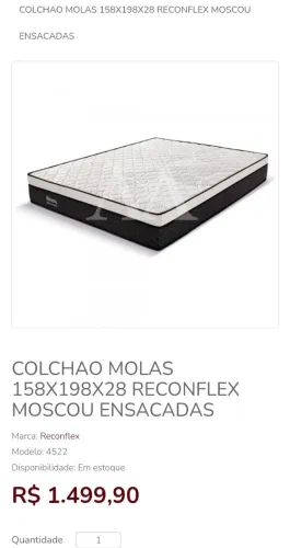 Colchão Molas Ensacadas Queen 158x198x28 Reconflex Moscow/ Fábrica novo/ cartão 3x s juros