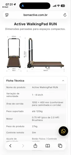 Esteira Born Active Active WalkingPad RUN - Seminova
