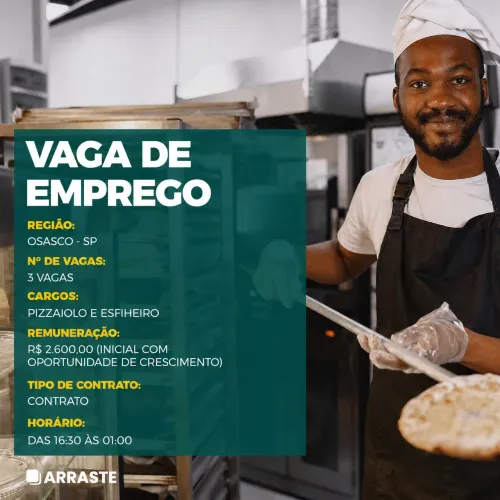 Vaga Emprego Pizzaiolo/Esfiheiro