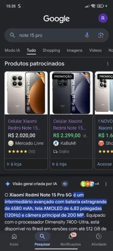Redmir note 15 pro 256gb 8ram na caixa sem uso