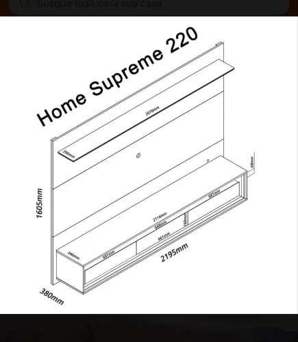 Painel Home para TV até 70 Polegadas com LED Supreme 220 Gelius Móveis Off White/Naturale