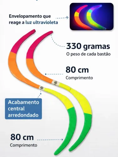 Malabares Buugeng Neon 2pças | Flow Arts | 330g. Super Leve